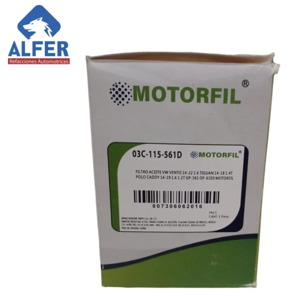 Filtro de aceite Motorfil 03C-115-561D = GP561 - Imagen 3