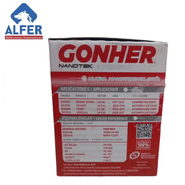 Filtro de aceite Gonher GP156 - Imagen 3