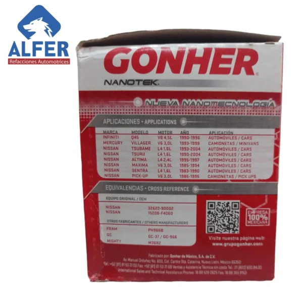 Filtro de aceite Gonher GP37 - Imagen 3