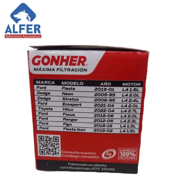 Filtro de aceite Gonher GP58 - Imagen 3