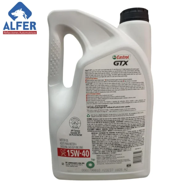 Garrafa de aceite Castrol 15 W 40 - Imagen 3