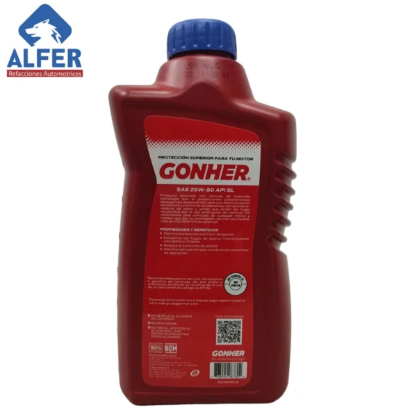 Aceite Gonher 25w-50 - Imagen 3