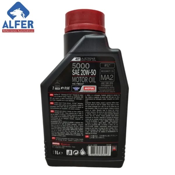 Aceite para moto 20 W 50 Motul 5000 - Imagen 3