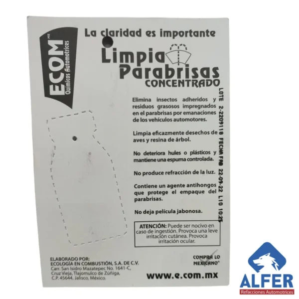 Limpia parabrisas Ecom 30ml - Imagen 3