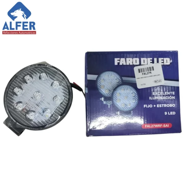 Faro redondo de 9 leds